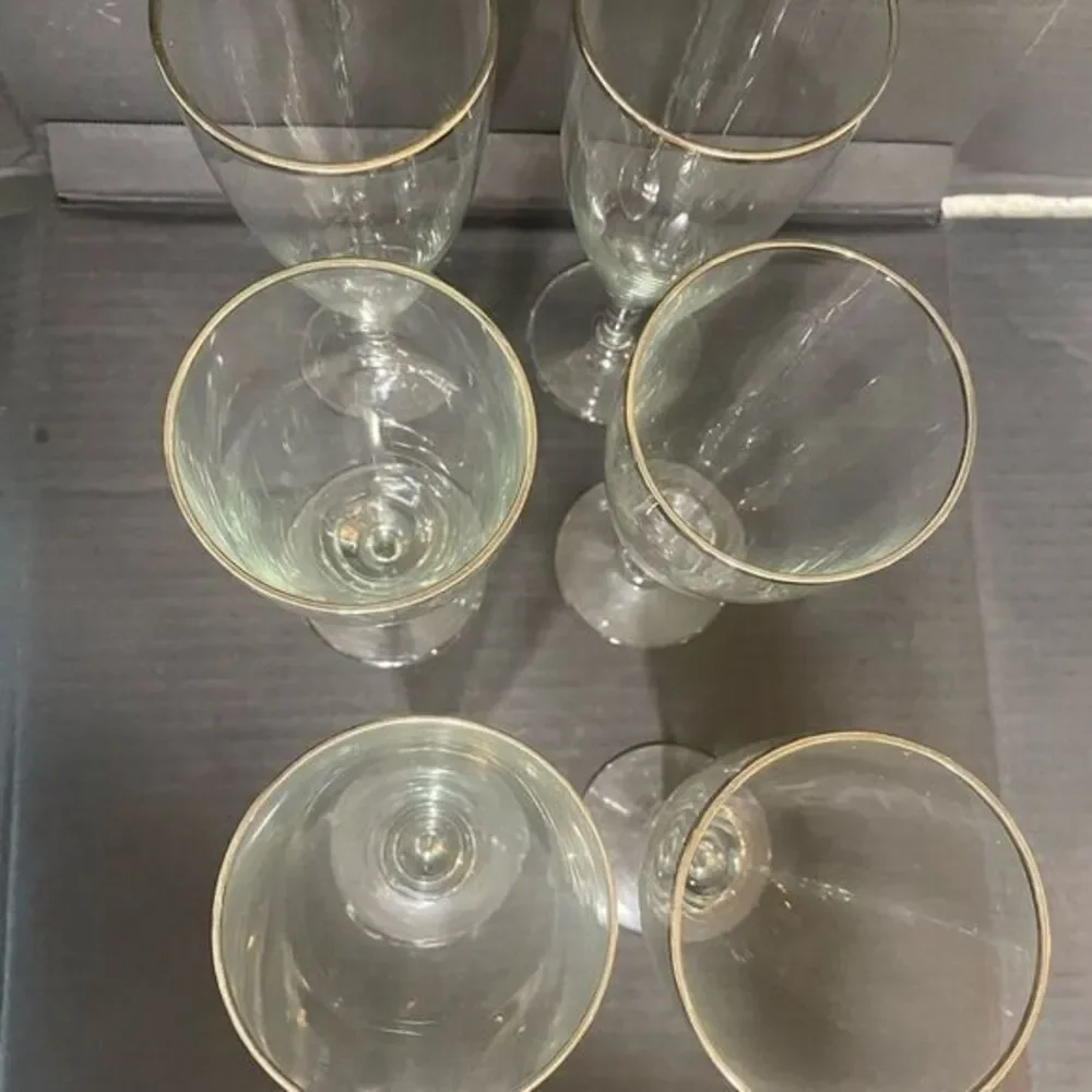 - Set of six silver trimmed 12 oz goblets - Picture 3 of 6